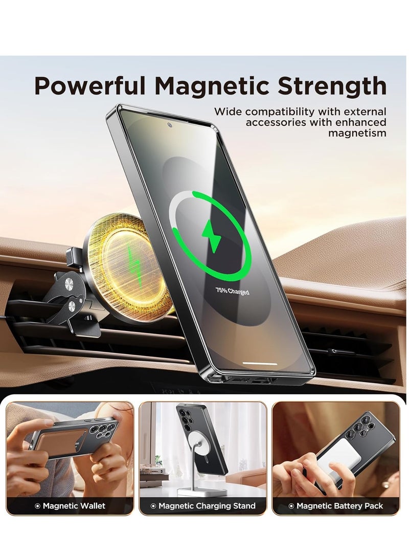 YJS Samsung Galaxy S25 Ultra Case Cover Magnetic with Magsafe Support Wireless Charging Cover with Screen Protector Full HD Clear Glass for Galaxy S25 Ultra 6.9 Inch - Image 3