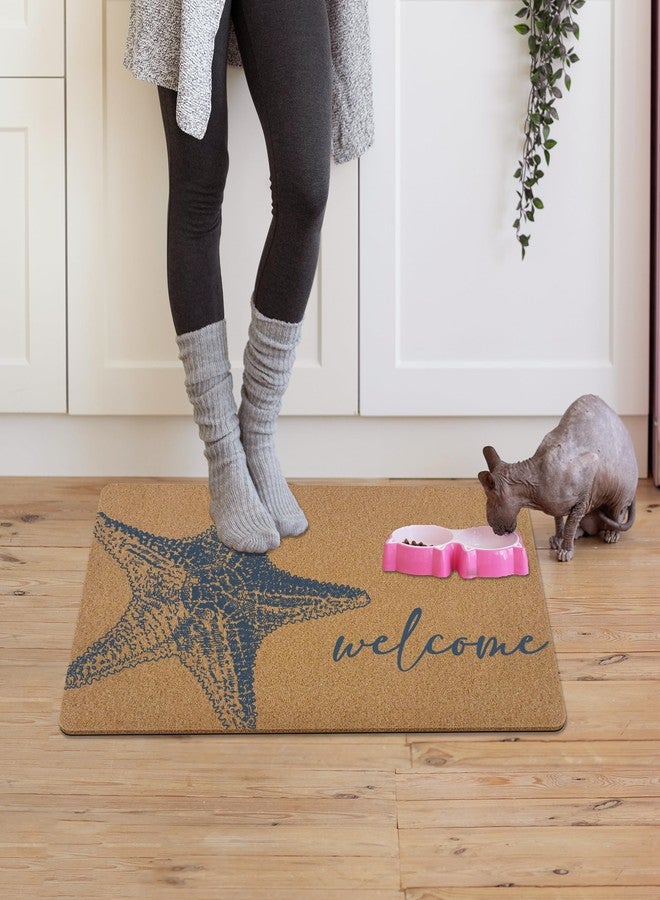 KFXHANGD Blue Starfish Door Mat, Coastal Starfish Welcome Front Door Mat Outside Entrance, Nautical Beachy Artificial Coir Doormat Rugs for Indoor Entryway Entry, Coastal Beach Decor, 17x30 Inch - Image 4