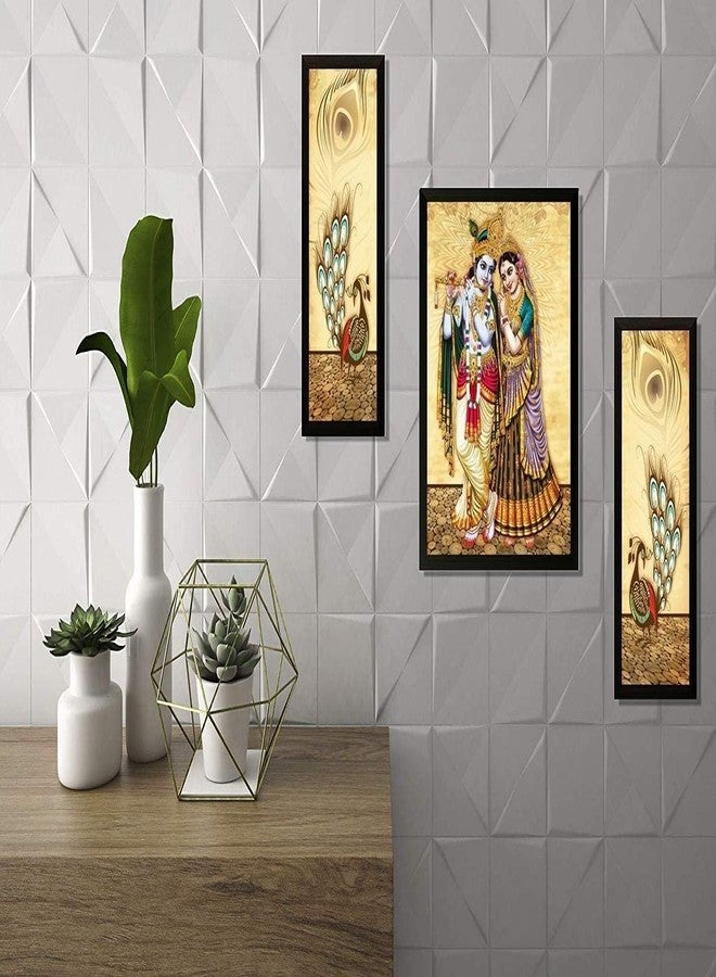 NOBILITY Radha Krishna Framed Painting Set of 3 Wall Art Decor Statue Idol Janmashtami Decoration for Home Living Room Office Wedding Return Gift Items friends family - Image 3