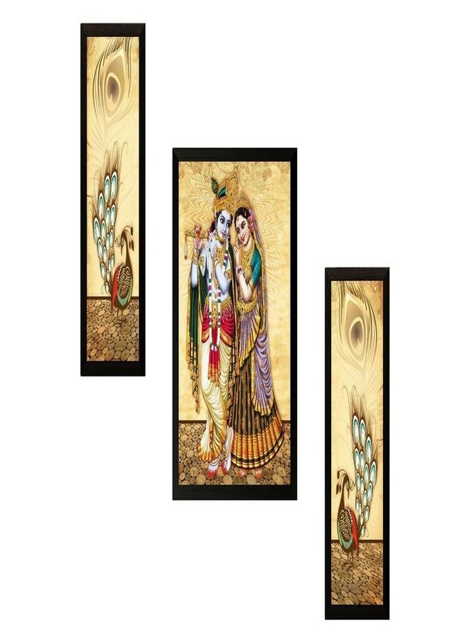 NOBILITY Radha Krishna Framed Painting Set of 3 Wall Art Decor Statue Idol Janmashtami Decoration for Home Living Room Office Wedding Return Gift Items friends family - Image 1