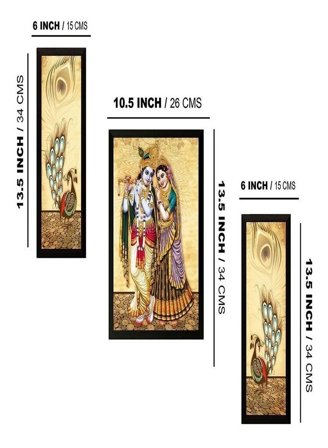 NOBILITY Radha Krishna Framed Painting Set of 3 Wall Art Decor Statue Idol Janmashtami Decoration for Home Living Room Office Wedding Return Gift Items friends family - Image 2