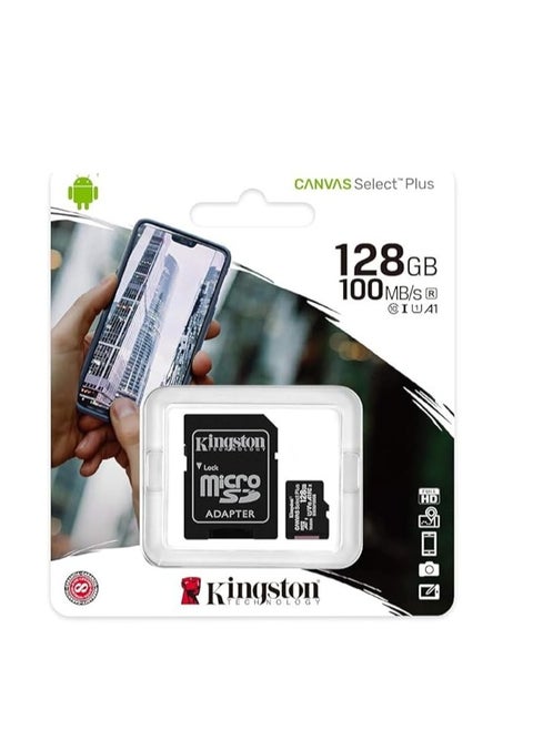بطاقة  128جيجابايت ميك اس دي اكس سي كانفاس سيليكت بلس 100 ار ايه 1 سي 10 + ايه دي بي، اس دي سي اس 2 128 جيجابايت، اسود