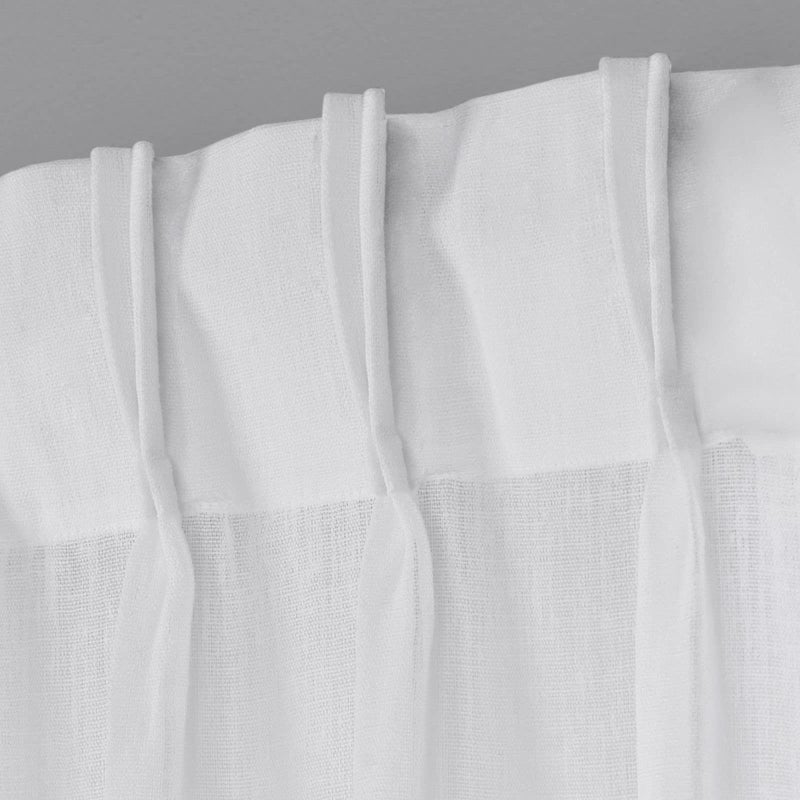 EXCLUSIVE HOME Belgian Textured Linen Look Sheer Pinch Pleat/Hidden Tab Top Curtain Panel Pair, 84" Length, Winter White - Image 3