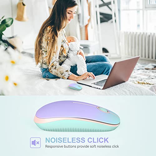 Unipows Wireless Mouse - 2.4G Slim Portable Computer Mouse with Nano Receiver, Less Noise Mobile Optical Mice for Notebook, PC, Laptop, Desktop (Gradient Mint Green) - Image 4