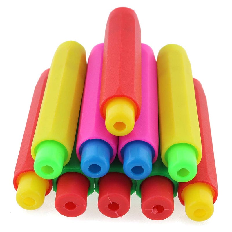 E-outstanding 10pcs Plastic Chalk Holders - Colourful Chalk Covers, Adjustable Clips Set for Teacher, Random Colors