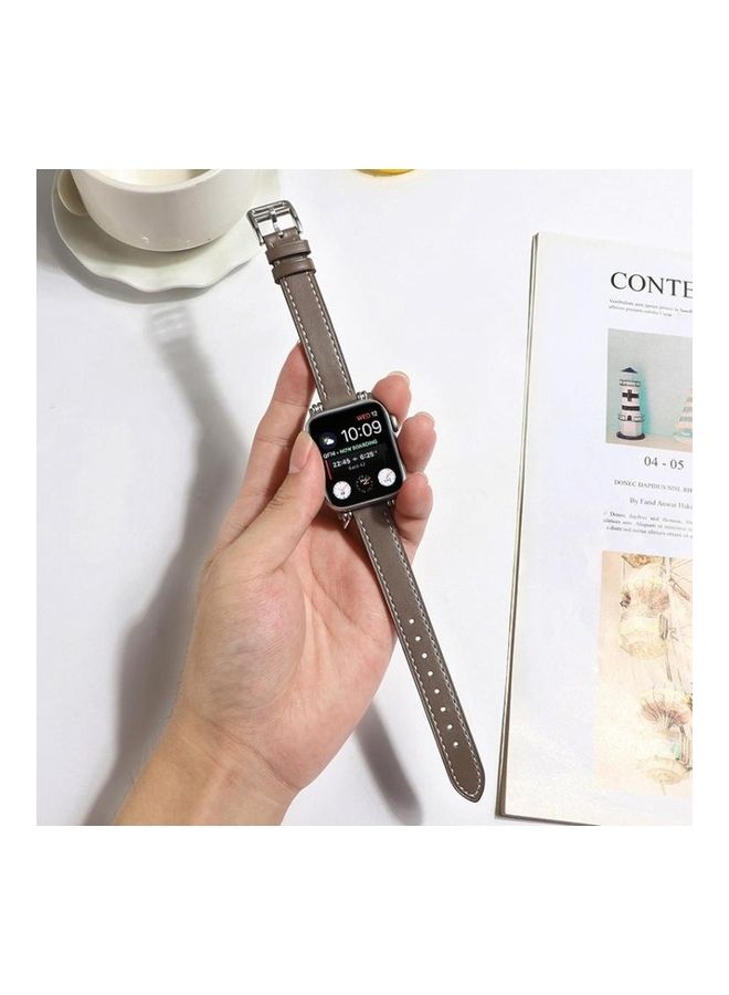 NIBEMINENT Beads Style Replacement Watchband For Apple Watch Series 7 41mm/6 & Se 5 4 40mm/3 2 1 38mm Grey - Image 5