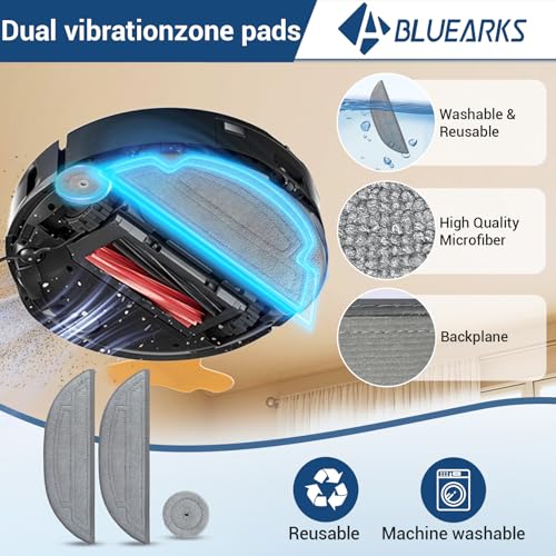 Bluearks مجموعة ملحقات بلوارك 29، متوافقة مع مكنسة روبوروك S8 ماكس V ألترا الروبوتية، 1 فرشاة تنظيف ممسحة، 2 فرشاة أسطوانية، 4 ممسحات صغيرة، 4 وسادات ممسحة، 4 فلاتر هيبا، 6 فرش جانبية، 6 أكياس مكنسة، قطع S8 ماكس - Image 5
