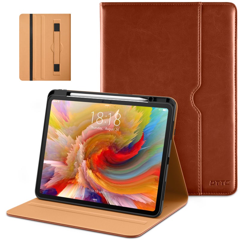 DTTO for iPad Pro 13 Inch Case (M5/M4) 2025/2024, Premium Leather Business Folio Stand Cover with Pencil Holder - Auto Wake/Sleep & Multiple Viewing Angles, Built in Hand Strap & Pocket, Brown - Image 1