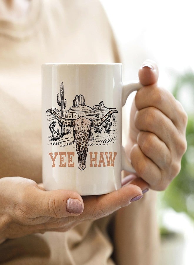 QASHWEY Retro Western Yeehaw Cowboy Bull Skull Cactus Coffee Mugs Mug,Gifts for Teen Teenage Girls Boys Cowgirl Cowboy,Wild West Cactus Country Double Side Printed Ceramic Mug Cup 11 Ounce - Image 2