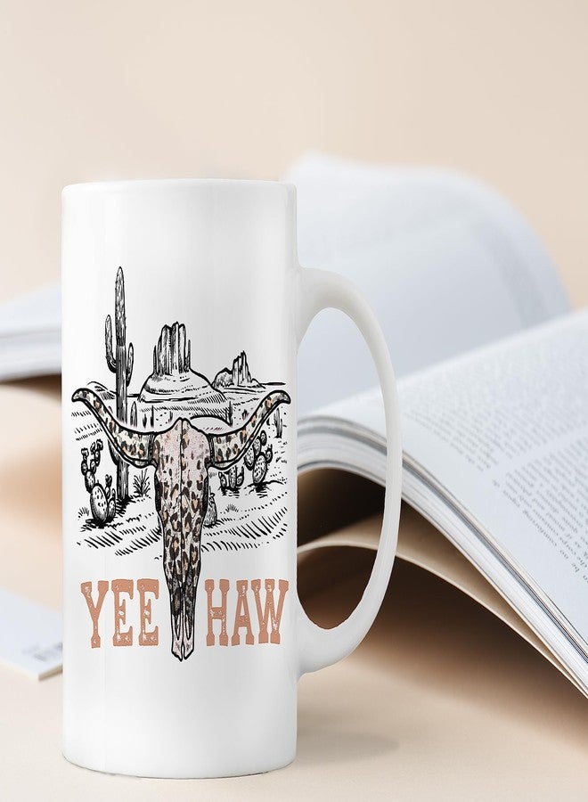 QASHWEY Retro Western Yeehaw Cowboy Bull Skull Cactus Coffee Mugs Mug,Gifts for Teen Teenage Girls Boys Cowgirl Cowboy,Wild West Cactus Country Double Side Printed Ceramic Mug Cup 11 Ounce - Image 4