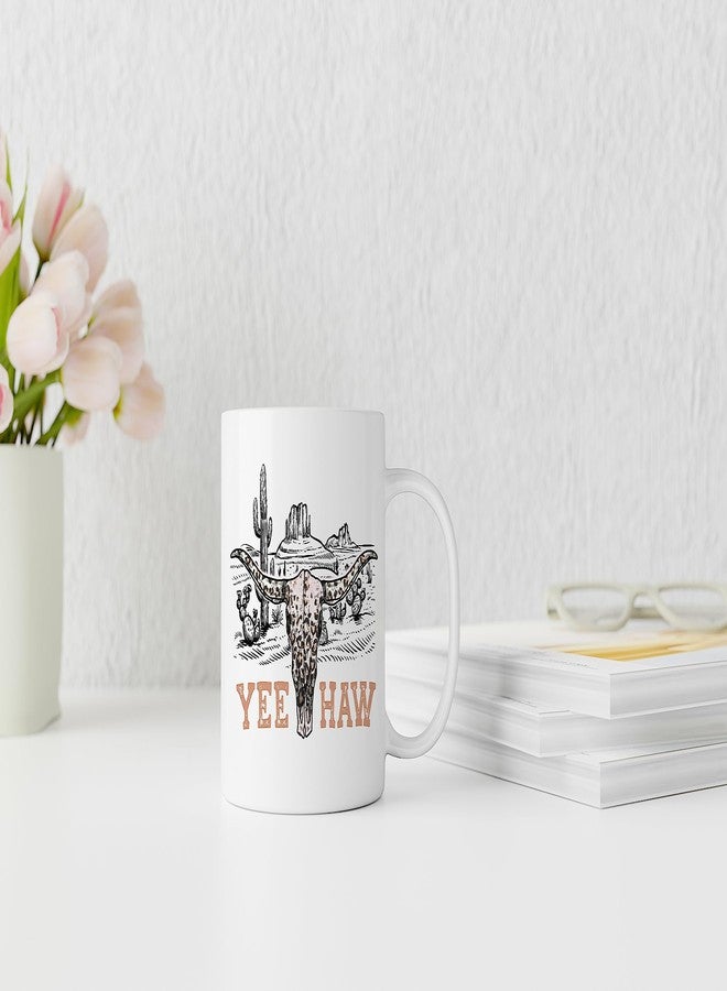 QASHWEY Retro Western Yeehaw Cowboy Bull Skull Cactus Coffee Mugs Mug,Gifts for Teen Teenage Girls Boys Cowgirl Cowboy,Wild West Cactus Country Double Side Printed Ceramic Mug Cup 11 Ounce - Image 3