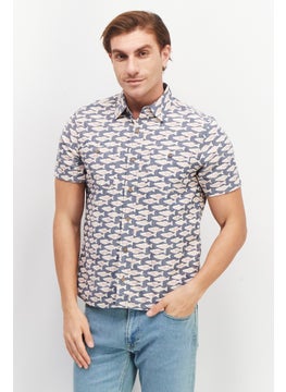 Tailor Vintage Men Regular Fit Animal Print Short Sleeve Casual Shirt, Blue Combo  - Image 1