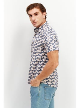 Tailor Vintage Men Regular Fit Animal Print Short Sleeve Casual Shirt, Blue Combo  - Image 3