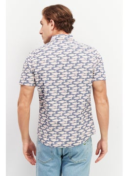 Tailor Vintage Men Regular Fit Animal Print Short Sleeve Casual Shirt, Blue Combo  - Image 4