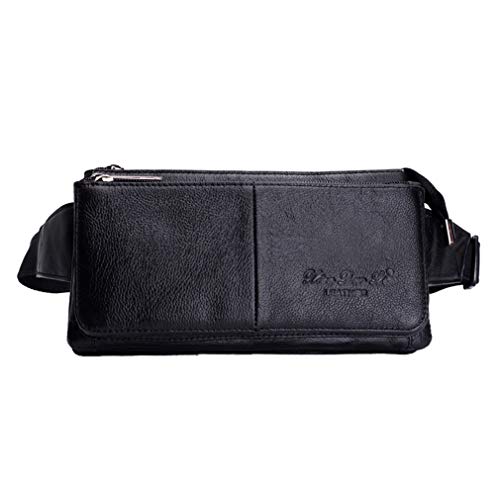 Hebetag Leather Fanny Pack Waist Pouch for Men Women Outdoor Travel Sports Hunting Hiking Camping Casual Hip Bum Belt Cell Phone Purse Wallet Pouch Black - Image 3
