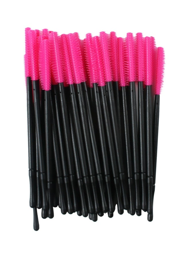 50-Piece Disposable Eyelash Brush Black/Rose Red