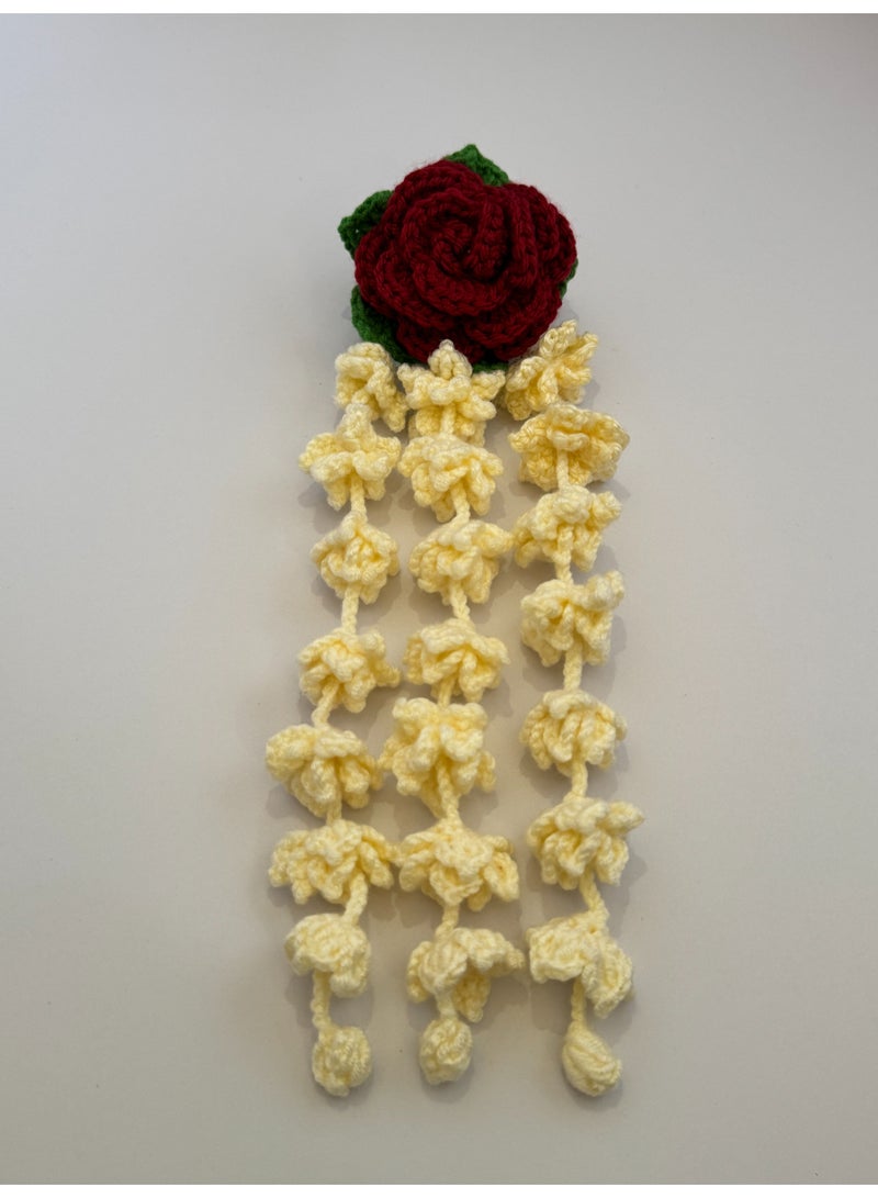 HerTouch Creations Hair Parandi Gajra Handcrafted Crochet Maroon Rose and Hanging Jasmine Flower Hair Parandi Gajra Accessory for Women and Girls - Image 4