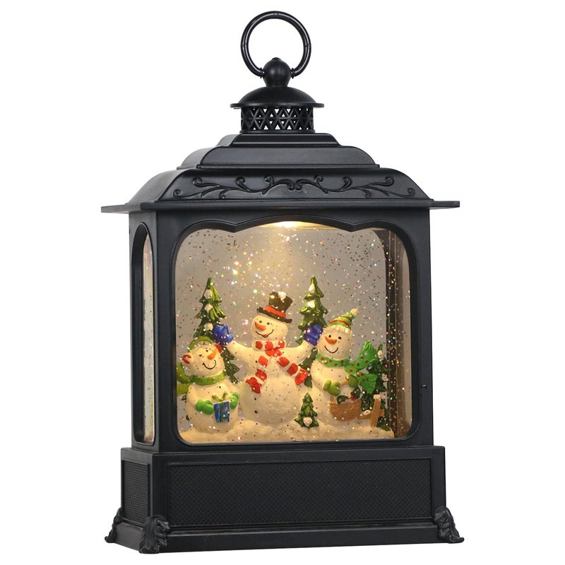 Eldnacele Musical Snow Globe Lantern with Timer Lighted USBBattery Operated Swirling Singing Water Glittering Lantern for Adults and Kids Christmas Decoration  Snowman