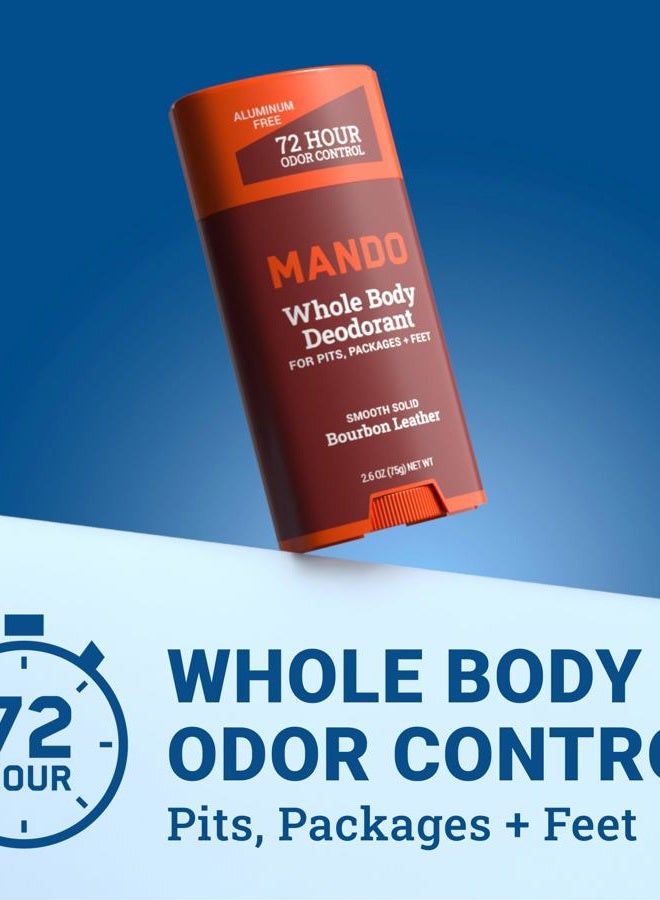 Mando Smooth Solid Stick (2.6 Ounce) + Acidified Body Wash (1.5 Ounce) - Clinically Proven to Block Odor All Day - Whole Body Safe For Pits, Packages + Feet (Bourbon Leather) - Image 4