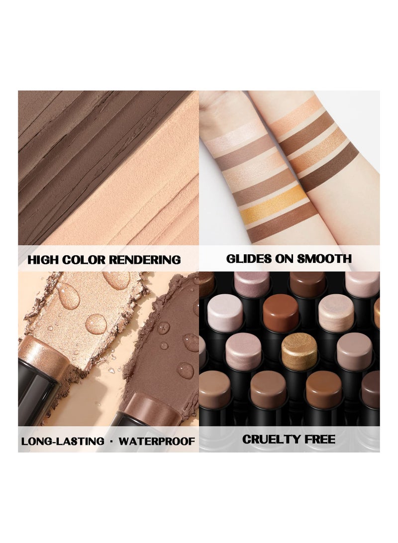 SYOSI 2 Pcs Mineral Cream Contour Stick,  Moisturize Highlighter and Bronzer Pen,Non Stick Face Brightens & Shades Pencil, Long Lasting & Smooth Gliding Face Illuminator Makeup (Deep) - Image 5