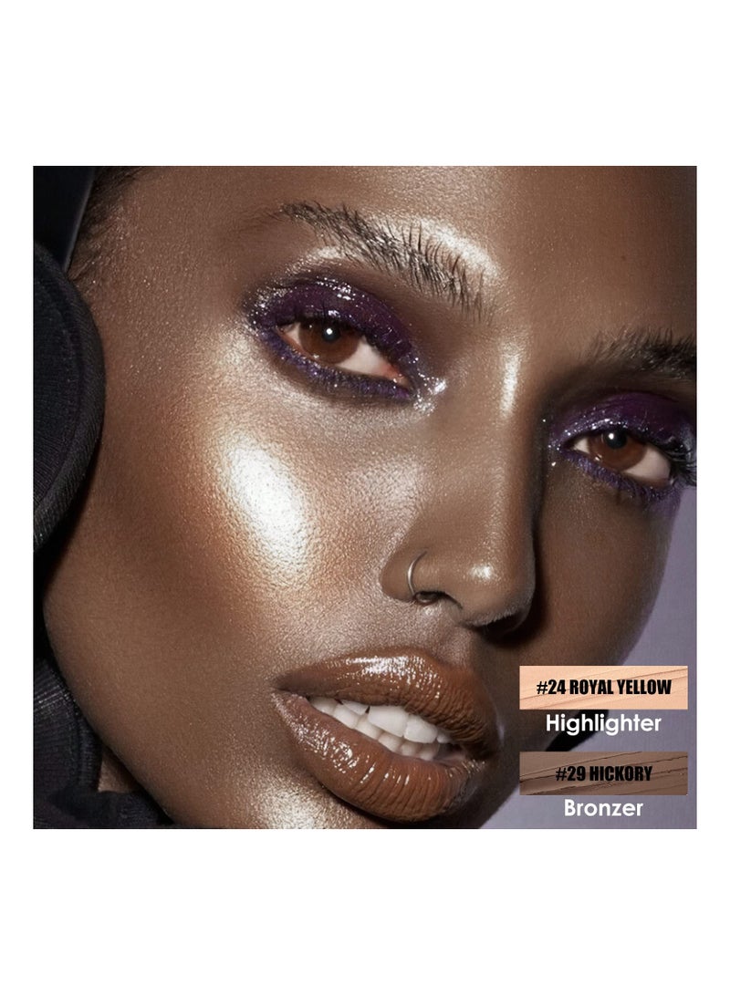 SYOSI 2 Pcs Mineral Cream Contour Stick,  Moisturize Highlighter and Bronzer Pen,Non Stick Face Brightens & Shades Pencil, Long Lasting & Smooth Gliding Face Illuminator Makeup (Deep) - Image 2