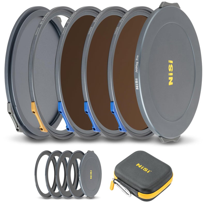 NiSi JetMag Pro Filmmaker Kit 82MAG Magnetic Filter Kit FS ND 2 3 and 4 Stop Black Mist 18 67mm72mm77mm82mm Adaptors Two Front Caps Back Cap Caddy Pouch - Image 2