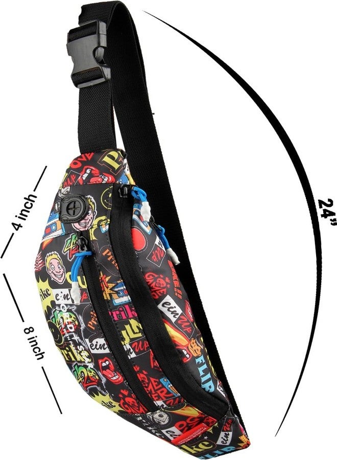 World Star Polyester Waist Pack Travel Handy Hiking Zip Pouch Document Money Phone Belt Sport Bag for Men and Women and Adult | Multicolor | Printted Rock fkh Waist Bag - Image 2