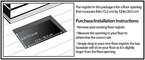 Decor Grates STH612 Classic Collection Floor Register, 6x12 Inches, Textured Black - Image 4