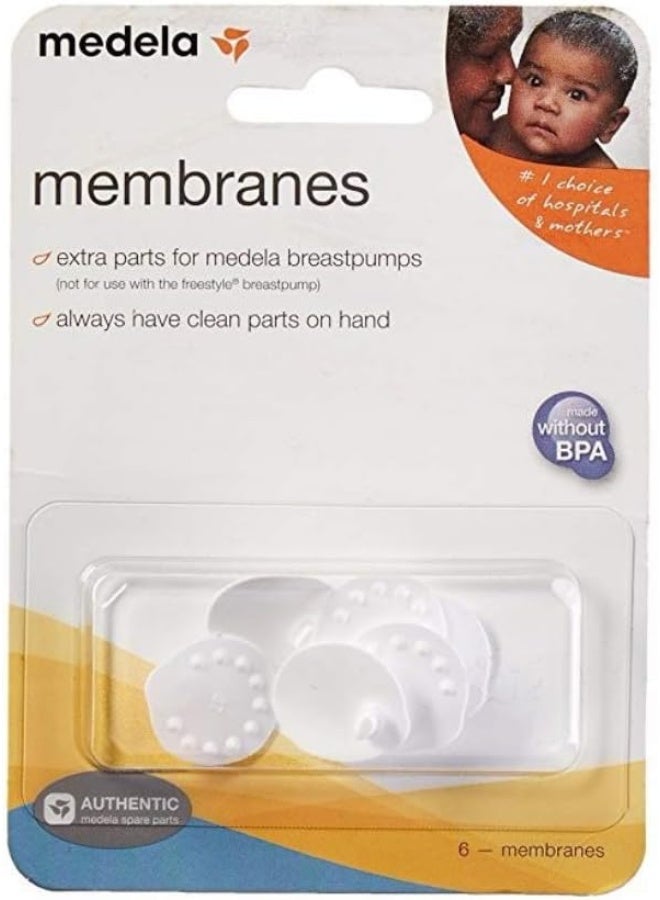Medela أغشية بديلة من ميديلا، قطع غيار مضخة الثدي، مصنوعة بدون BPA، قطع غيار ميديلا الأصلية، بيضاء، 6 قطع (عبوة من 1) - Image 2