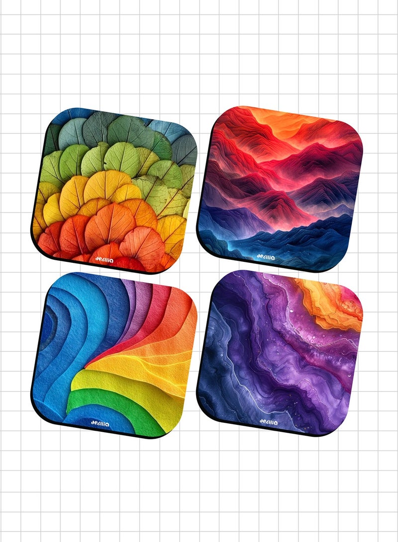 ديزليا مجموعة قواعد أكواب خشبية مربعة - 4 قطع - COASTER/05  - Image 1