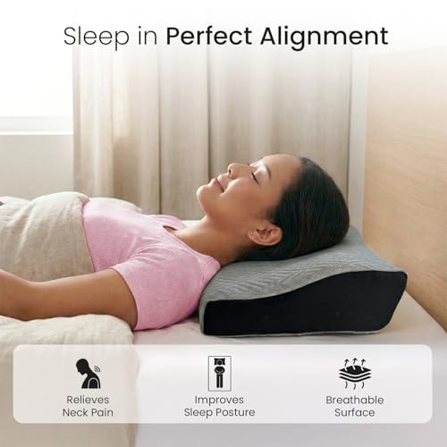 Sleepsia Cervical Pillow for Neck & Shoulder Pain Relief | 1-Year Warranty| Orthopedic Memory Foam Cervical Pillow, Spondylitis-Ortho Neck Support Medical Pillow (Grey/Black Gel Infused, Pack of 2) - Image 5