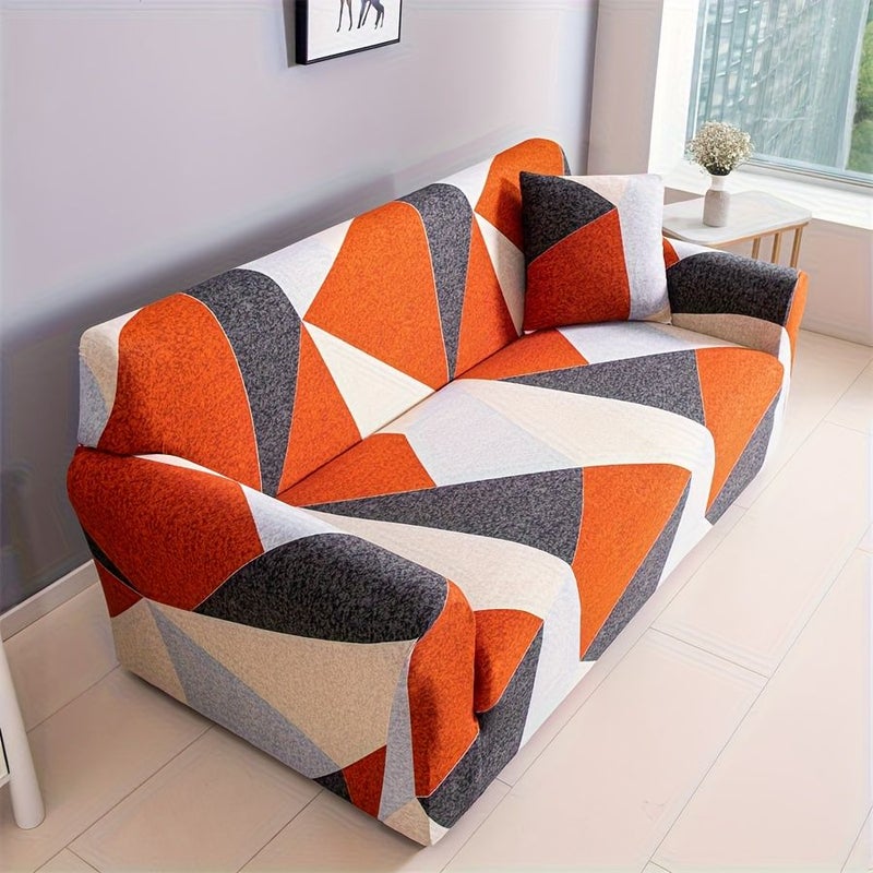 1 Piece Purple Square Stretch Sofa Cover Full Wrap Protective Slipcover 2 Seater All Season Universal Lazy Cat Scratch Proof L Shaped Chaise Lounge Sectional Sofa Cover Set Includes 16 54 By 16 54 Inch Pillowcase - Image 1
