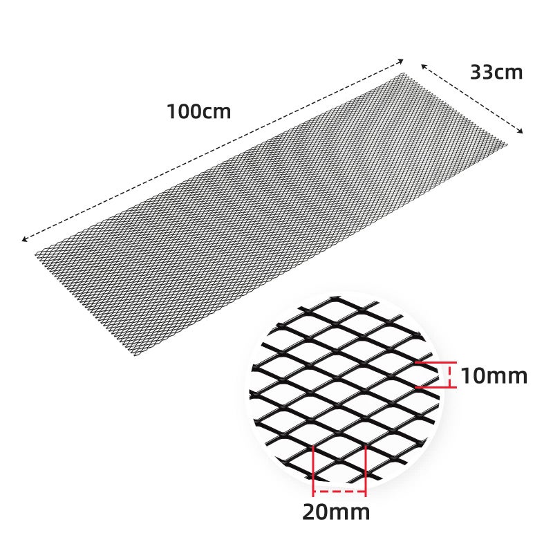 AggAuto Universal 40"x13" Car Grill Mesh - Aluminum Alloy Automotive Grille Insert Bumper 10x20mm Rhombic Hole, One of the Most Multifunctional Shape Grids 100x33cm Black - Image 2