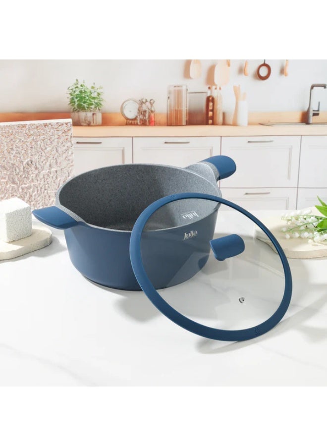 Julia Elite Uni Casserole 24cm with Lid - Blue - Gray Granite Non-Stick - Induction Ready - Image 3