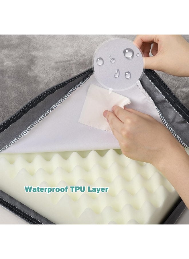 Vonabem Waterproof Dog Bed Medium Size Dog, Orthopedic Washable Crate Pad 30 inch, Foam Pet Bed with Removable Cover Reversible, Anti-Slip Kennel Pad 29"x18", Gray - Image 2