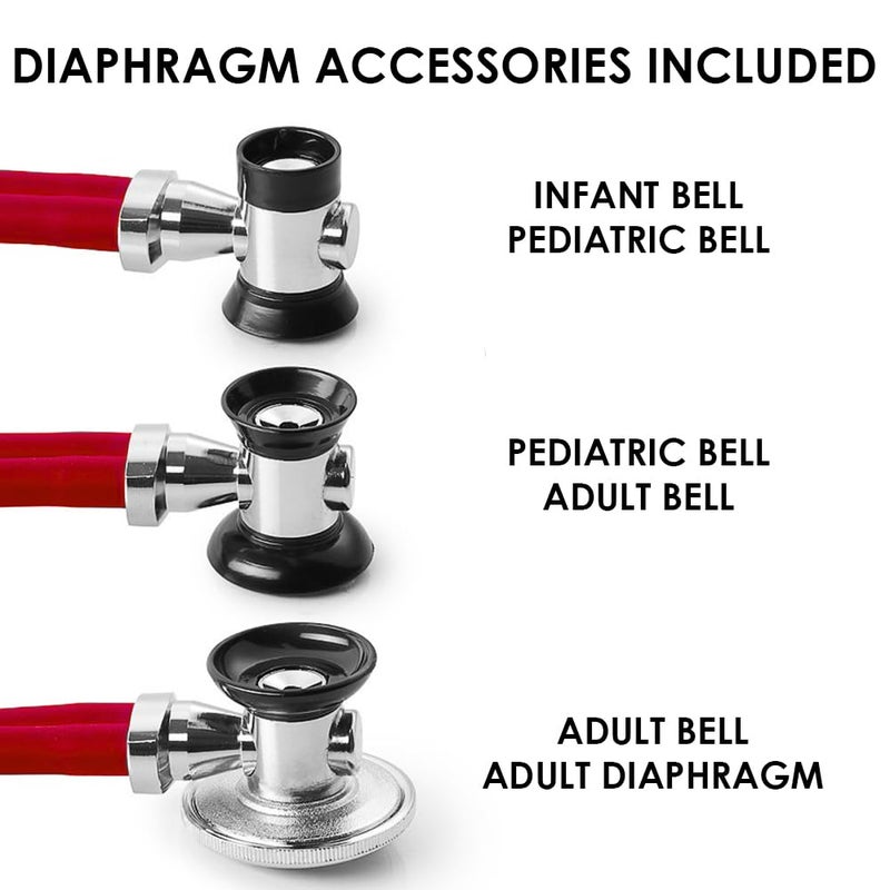 PRIMACARE DS-9295-RD 30" Sprague Rappaport Style Stethoscope for Doctors, Nurses and Medical Students, First Aid Professional Dual Head Cardiology Kit for Men, Women and Pediatric, RED - Image 4