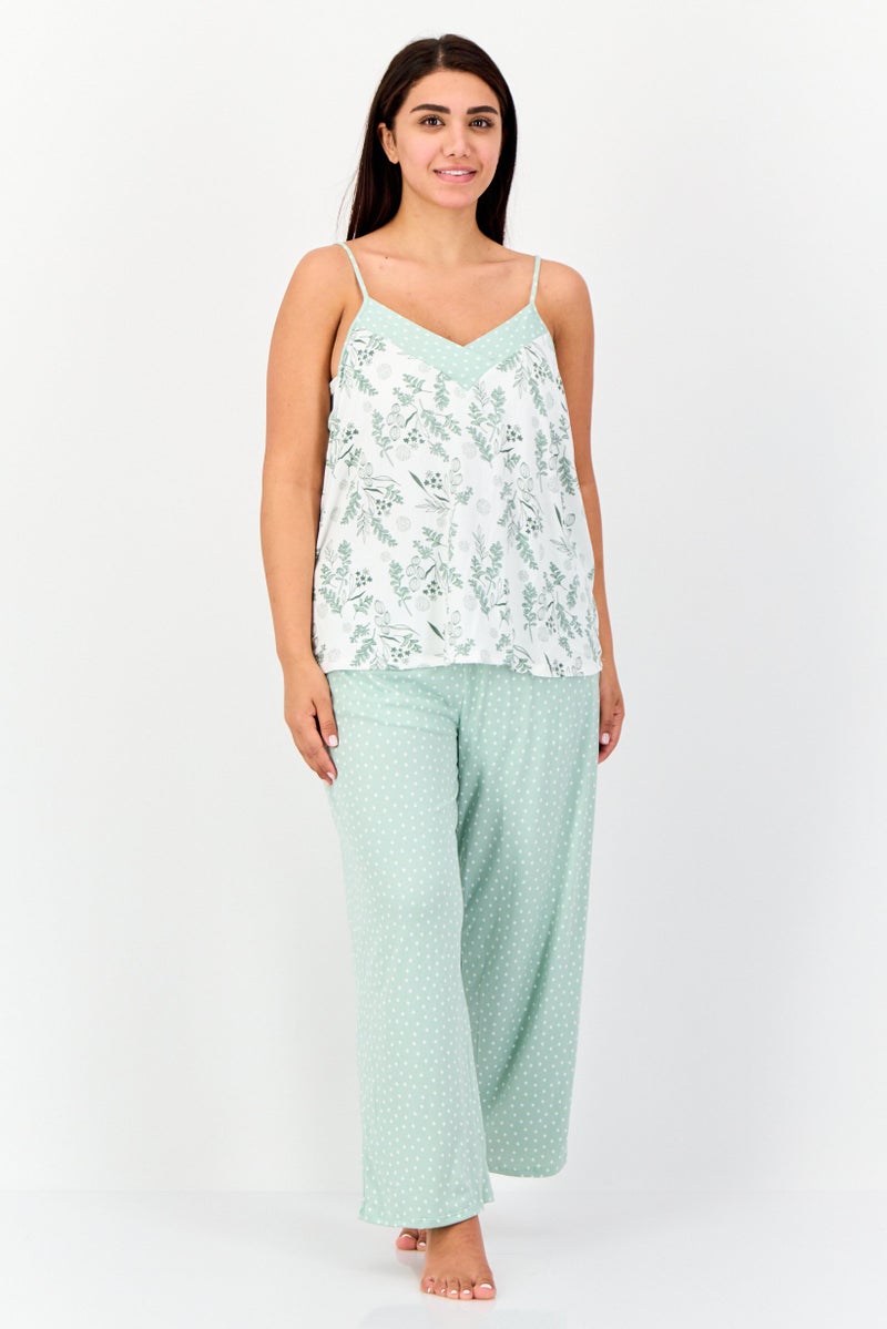 Flora Women 3 Pieces Floral Print Sleepwear Set, Multicolor - Image 1