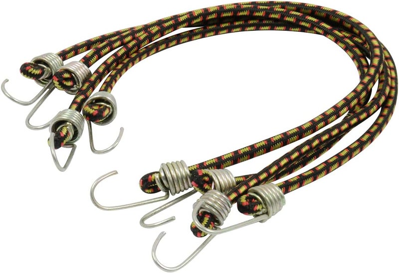 RoadPro RoadPro RPJS10 10 Inch Mini Nylon Stretch Cords with Metal Hook  4 per Pack 