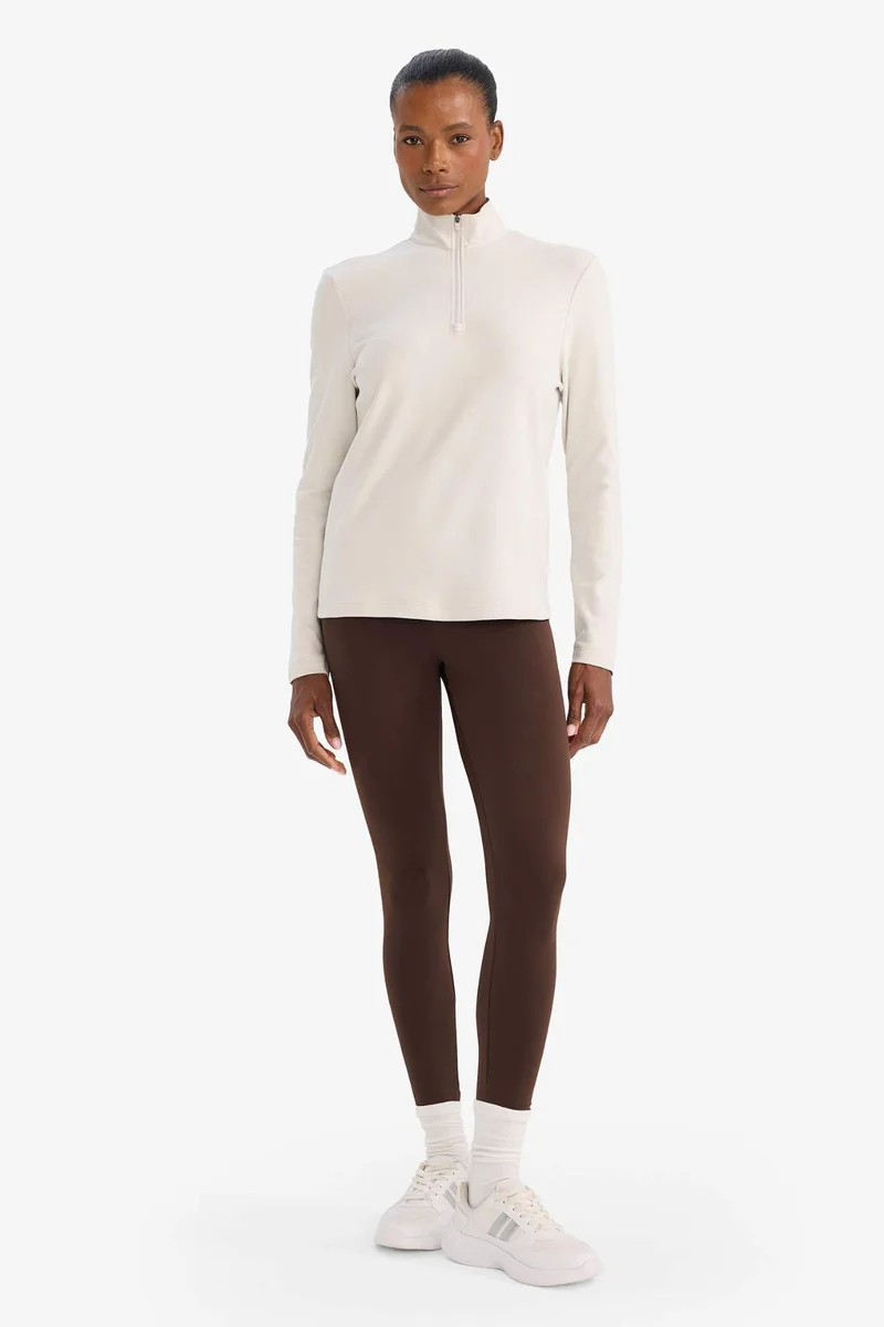 ديفاكتو DeFactoFit Standard Fit Stand Collar Zip-Up Sports Sweatshirt