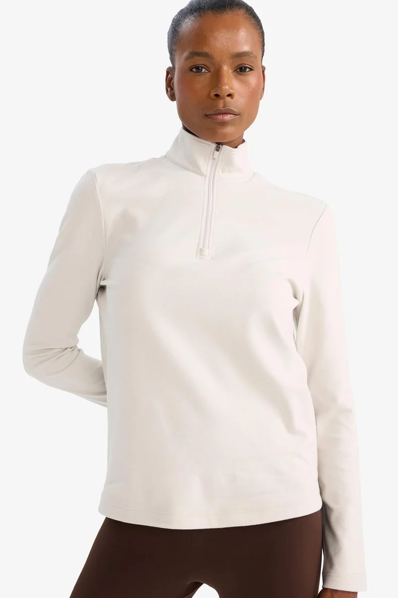 ديفاكتو DeFactoFit Standard Fit Stand Collar Zip-Up Sports Sweatshirt