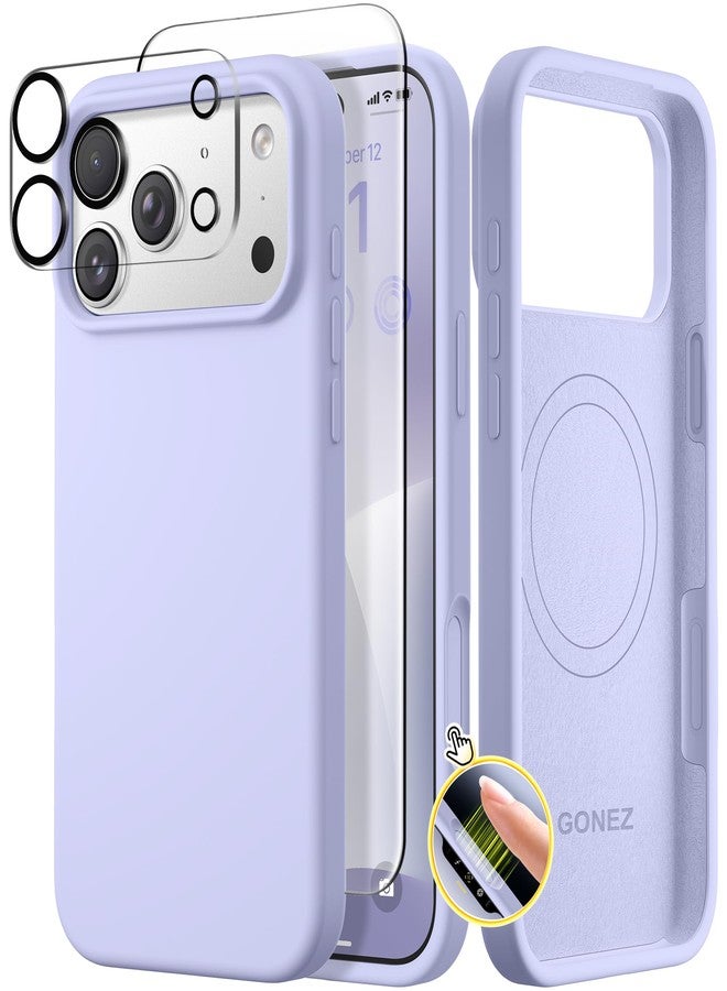 GONEZ Magnetic for iPhone 17 Pro Case, Compatible with MagSafe, [Screen Protector + Camera Lens Protector], Liquid Silicone Anti-Scratch Shockproof Protective Phone Case 6.3 inch, Lilac - Image 1