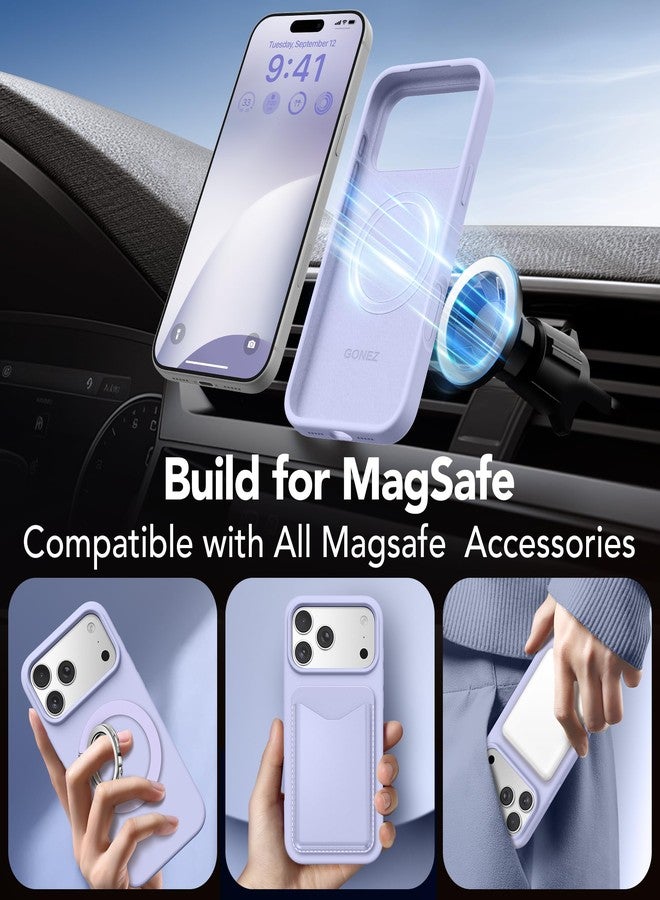 GONEZ Magnetic for iPhone 17 Pro Case, Compatible with MagSafe, [Screen Protector + Camera Lens Protector], Liquid Silicone Anti-Scratch Shockproof Protective Phone Case 6.3 inch, Lilac - Image 4