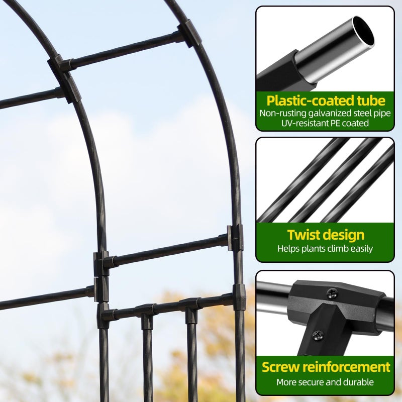 BUKLIYN Half Sided Arch Against The Wall Garden Arch Trellis - Garden Arch Arbor Trellis for Climbing Plants Outdoor - Garden Arch Trellis Arbor for Home Yard and Gardenï¼ˆBlackï¼‰ - Image 4