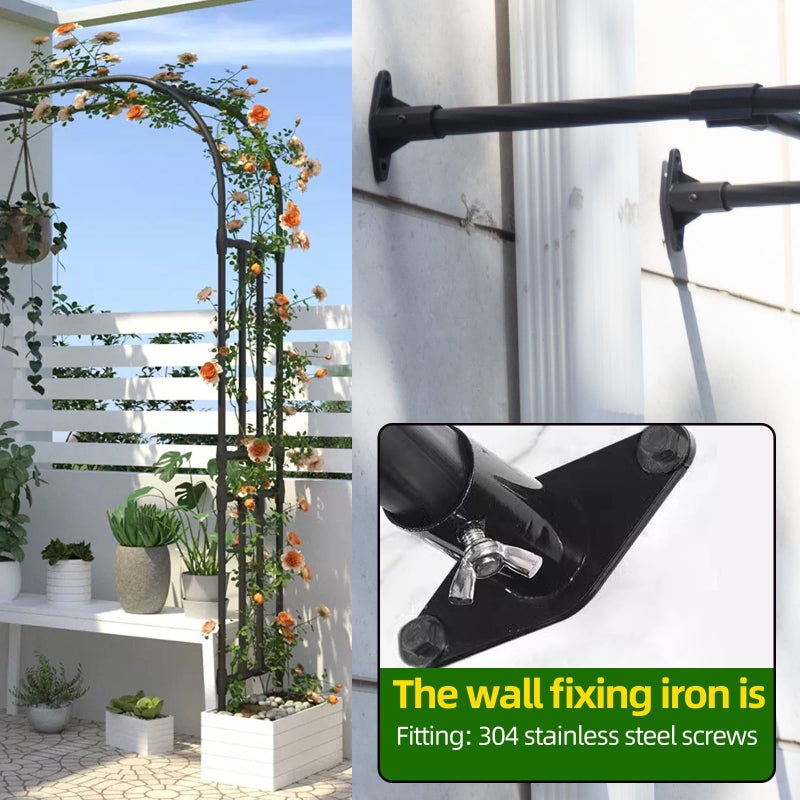 BUKLIYN Half Sided Arch Against The Wall Garden Arch Trellis - Garden Arch Arbor Trellis for Climbing Plants Outdoor - Garden Arch Trellis Arbor for Home Yard and Gardenï¼ˆBlackï¼‰ - Image 5