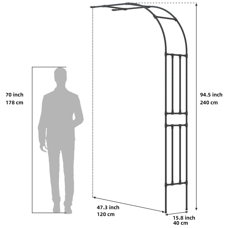 BUKLIYN Half Sided Arch Against The Wall Garden Arch Trellis - Garden Arch Arbor Trellis for Climbing Plants Outdoor - Garden Arch Trellis Arbor for Home Yard and Gardenï¼ˆBlackï¼‰ - Image 2