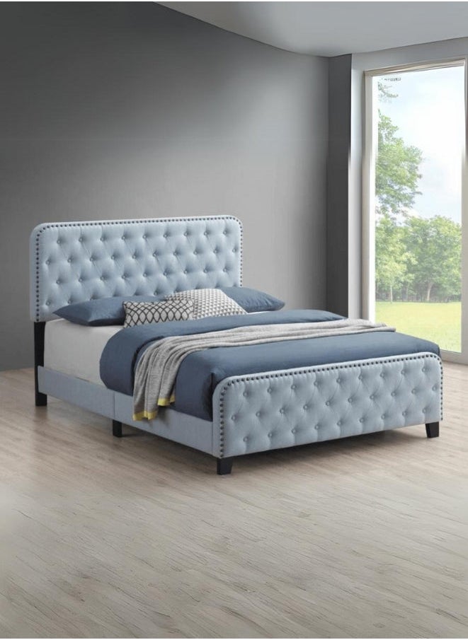 Bed and Mattress Zone Topanga Tufted Upholstered Bed 200x150 Queen Size Blushy Blue Color 