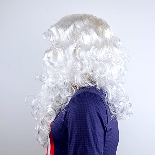Utavu Santa Wig and Beard Set Christmas Wig Fancy Dress Costume White - Image 4