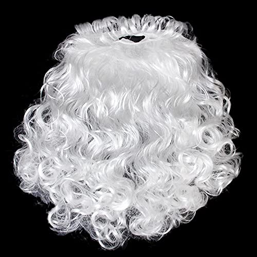 Utavu Santa Wig and Beard Set Christmas Wig Fancy Dress Costume White - Image 2
