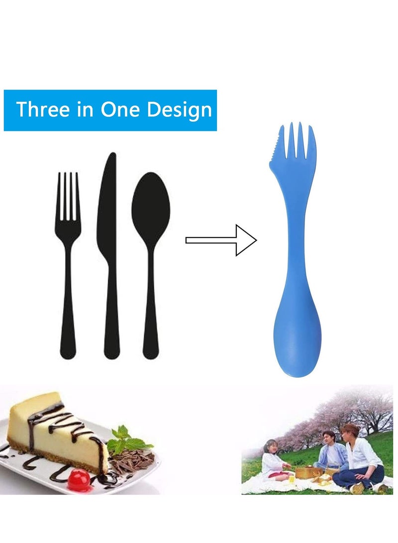 SYOSI Reusable Camping Cutlery, Lightweight and Durable Plastic Spoon Fork Knife Set for Backpacking, Hiking, and Outdoor Adventures, 14 Pack, 7 Colors  - Image 2