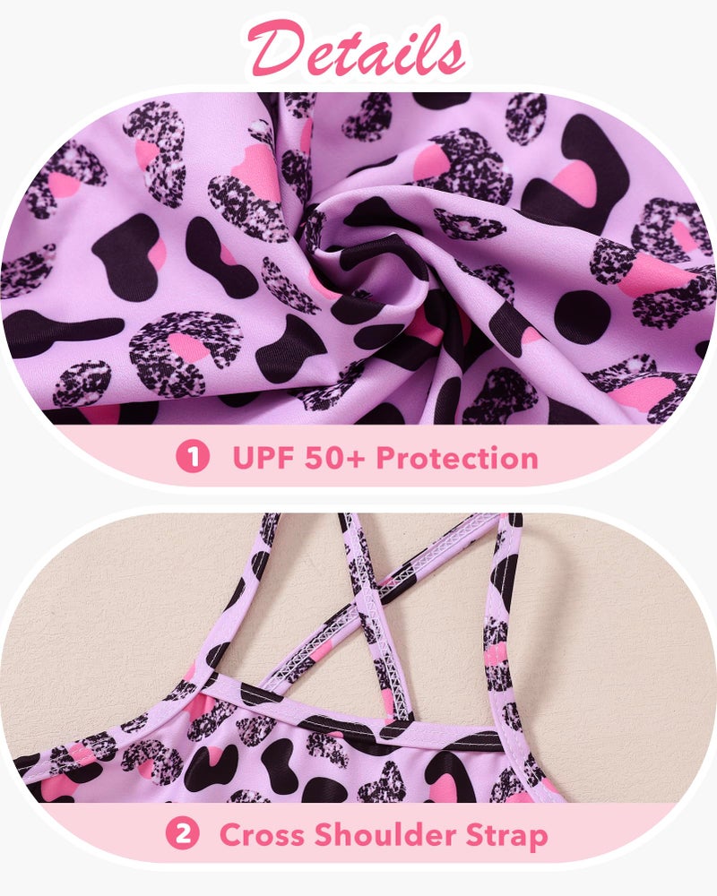 Ghteas Kids Swimsuits Cute Bathing Suits Little Girls Swimsuit Cute One Piece Swimsuit Beach Swimwear Swimsuits for Girls 10 9 Pink Leopard - Image 5